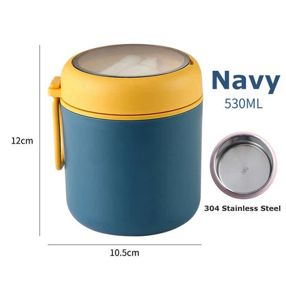 Thermo Essensbehälter aus Edelstahl (L) 530ml / (XL) 710ml – Isolierter Suppenbecher & Lunchbox | Auslaufsicher & Warmhaltefunktion