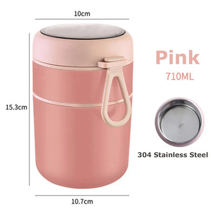 Thermo Essensbehälter aus Edelstahl (L) 530ml / (XL) 710ml – Isolierter Suppenbecher & Lunchbox | Auslaufsicher & Warmhaltefunktion