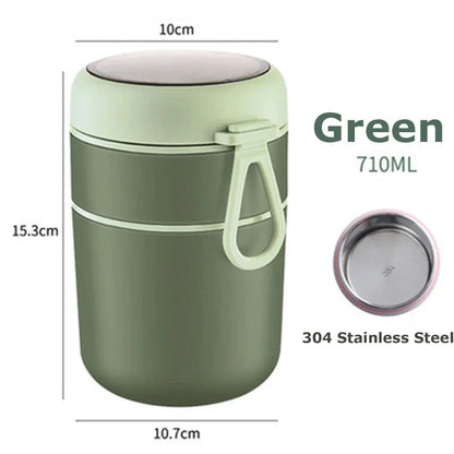 Thermo Essensbehälter aus Edelstahl (L) 530ml / (XL) 710ml – Isolierter Suppenbecher & Lunchbox | Auslaufsicher & Warmhaltefunktion